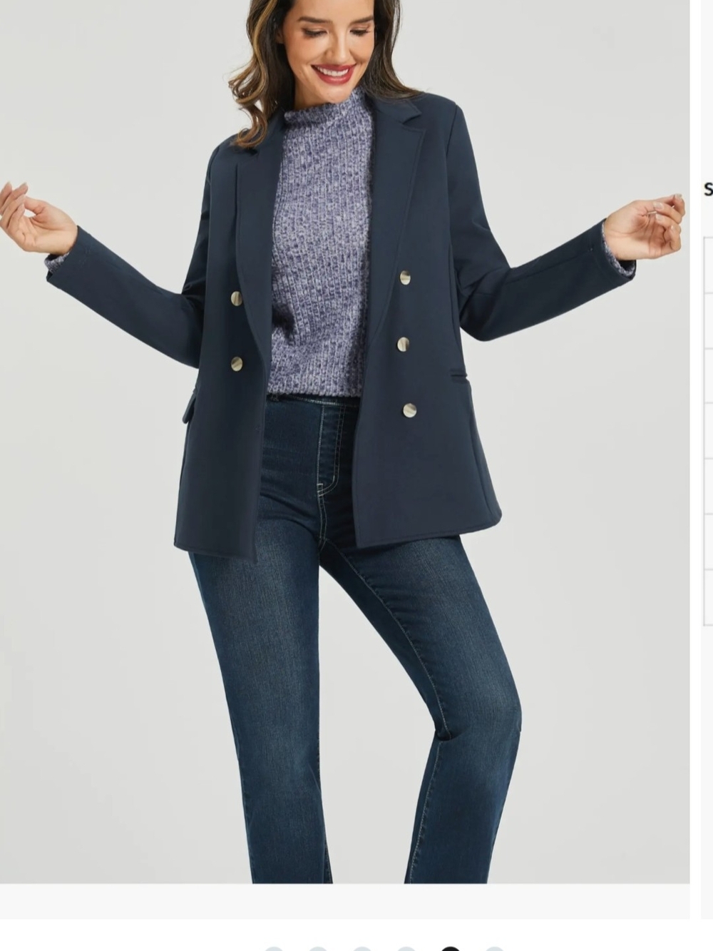 Betabrand Double-Breasted Navy Blazer Stretch Pointe Knit Med Preppy Academia